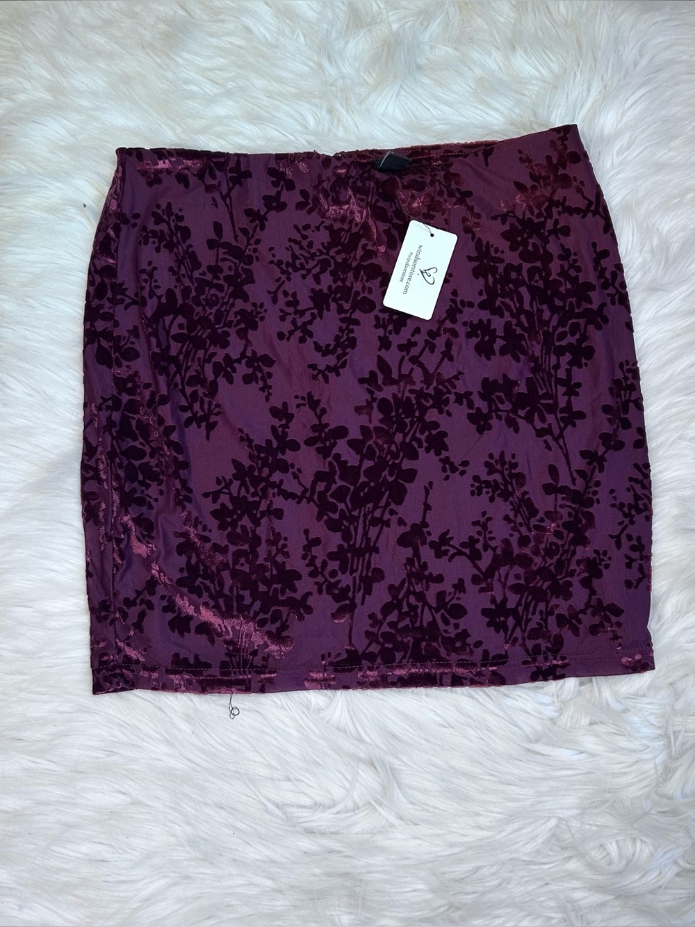 New WINDSOR Velvet Burnout Mini Skirt Womens L Plum Fairy Boho Grunge Whimsigoth